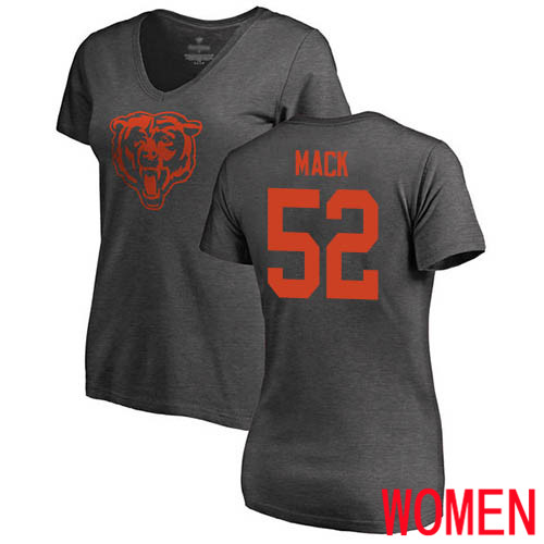 Chicago Bears Ash Women Khalil Mack One Color NFL Football #52 T Shirt